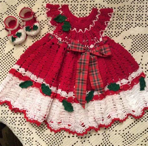 Crochet Pattern Of Holly Christmas Dress Holiday Dress Baby Etsy
