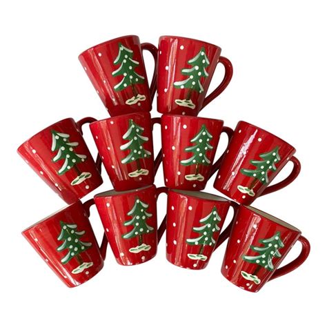 Vintage Hand Painted Holiday Christmas Mugs Set Of 10 Chairish