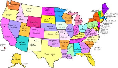 United States Map With States And Capitals Printable Free Printable