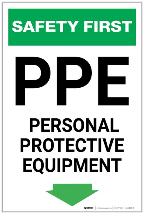 Safety First Ppe Personal Protective Equipment Below Arrow Down