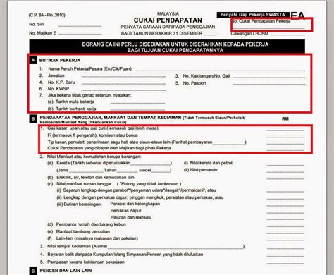 The ea form has to be prepared by employers in malaysia and given to the employees for income tax. ~Gatal-gatal Tangan Nak Menaip~: Cara-cara isi borang e-BE ...