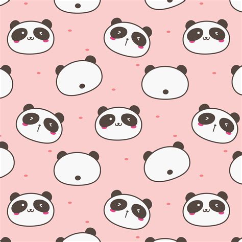 Cute Panda Vector Pattern Background Fun Doodle Handmade Vector
