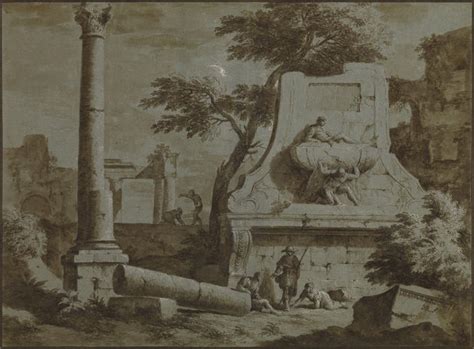 Marco Ricci Belluno 1676 Venice 1730 A Tomb And Ruined Buildings