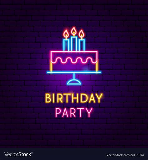 Birthday Party Neon Label Royalty Free Vector Image