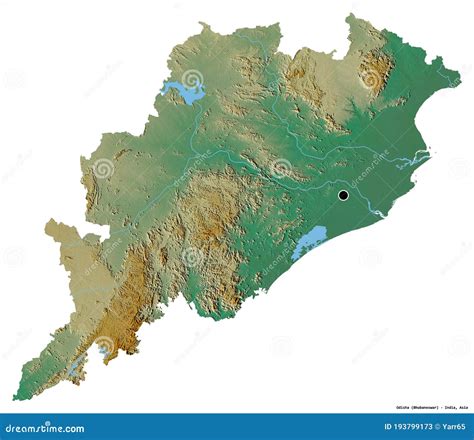 Odisha State Of India On White Relief Stock Illustration