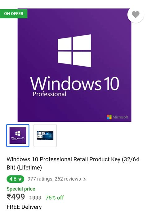 Windows 10 Pro Lifetime License Retail Key Rs499 Steal Deal Desidime