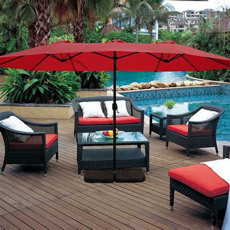 Abble 15 Ft Double Sided Rectangular Outdoor Umbrella