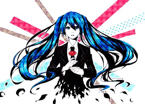 Vocaloid Hatsune Miku Anime Girls Bangs Twintails Long Hair Blue