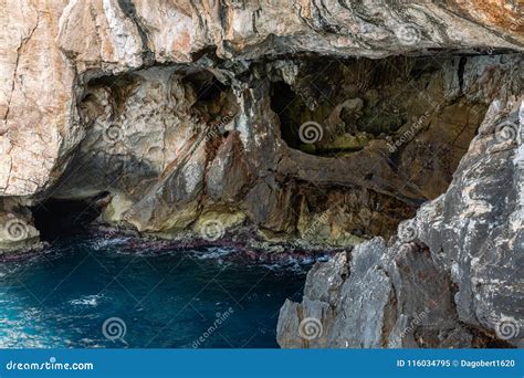 At The Entrance To Neptune S Cave Sardinia Stock Image Image Of