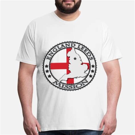 England Leeds Lds Mission Flag Cutout Map Mens Premium T Shirt