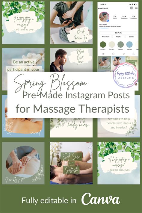 Massage Therapist Instagram Post Templates Editable In Canva Etsy Canada In 2022 Massage