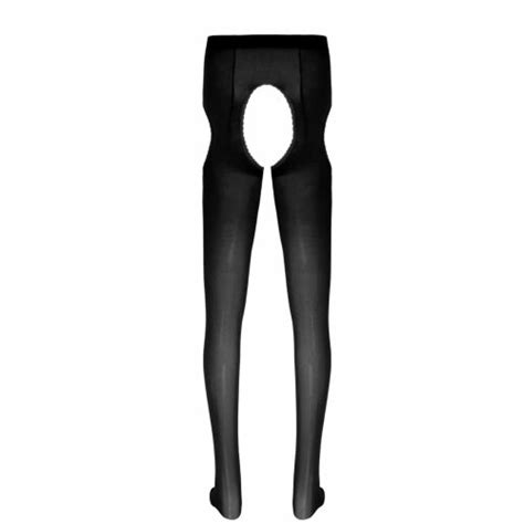 Mens Lingerie Sexy Open Crotch Tights Leggings Lace Trimming Stockings