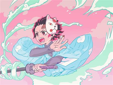 Drew Tanjiro A La Pink 💖🌼 Demonslayeranime Pink Wallpaper Anime