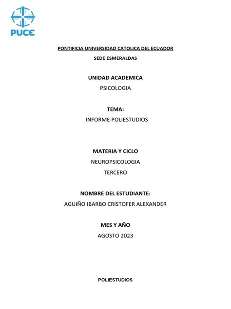 Pontificia Universidad Catolica Del Ecuador Pdf Sicología Neuropsicología