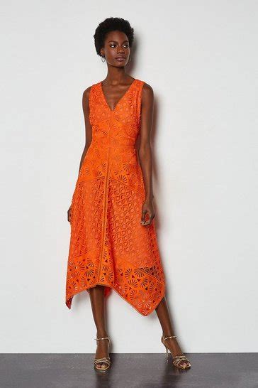 Sleeveless Panelled Lace Midi Dress Karen Millen