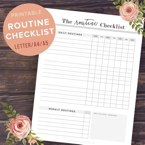 Daily Routine Checklistkeep Track Of Your Daily Routines With This