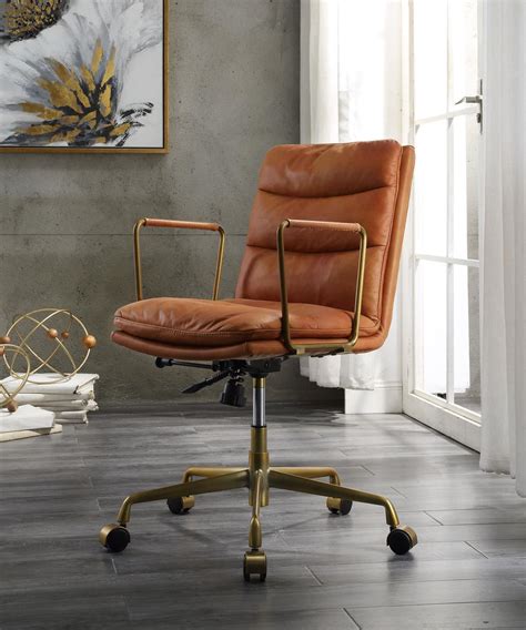 Home Office Executive Chair Rust Top Grain Leather Dudley 92498 Acme