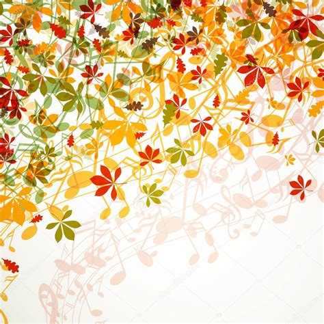 Vector Autumn Music Background With Notes — Stock Vector