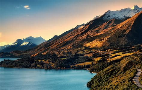Wallpaper Road New Zealand Mountains Lake Queenstown South Island