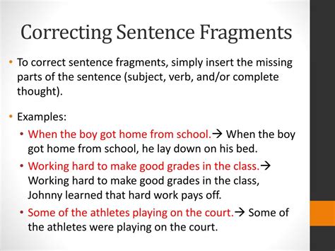 I stayed up all night doing homework; PPT - Sentence Fragments PowerPoint Presentation, free ...