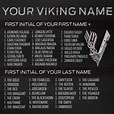 a blackboard with the names and dates for your viking name