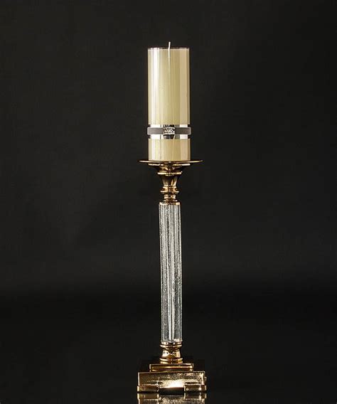 Golden Candlestick With Crackled Glass No K1070 Alt 31357 Dph