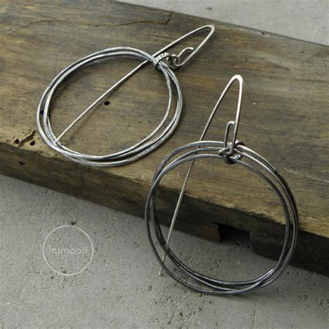 Sterling Silver Earrings Oxidized Hoops Earrings Etsy