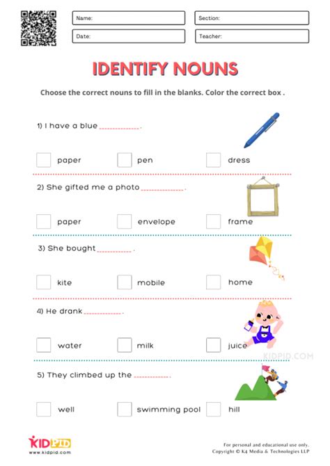 Identifying Nouns Worksheets For Grade 2 Kidpid