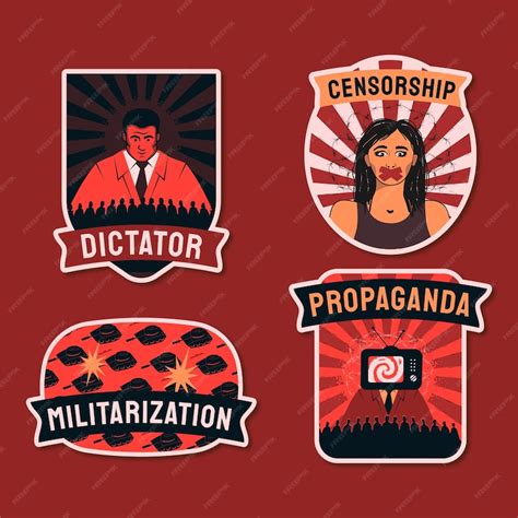 Premium Vector Red And Black Stickers Symbols Of Dictatorship