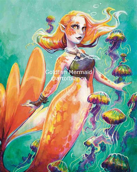 Goldfish Mermaid 8x10 Print On Storenvy