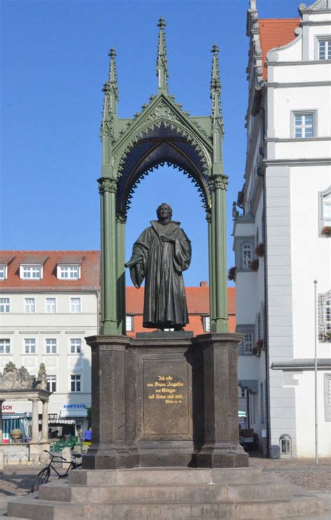 Gottfried Schadows Statue Of Luther In Wittenberg Town Square