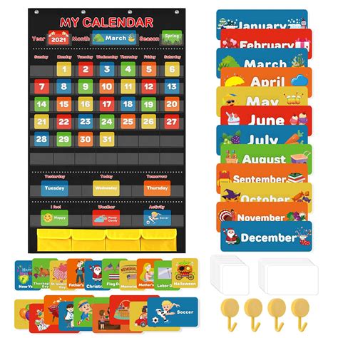 Buy Classroom Calendar Pocket Chart School Calendar For Kids Learning