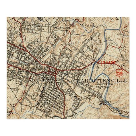 Vintage Map Of Charlottesville Virginia 1949 Poster Zazzle