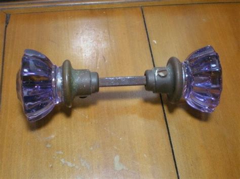 Victorian Edwardian Purple Glass Door Knob Set Hardware