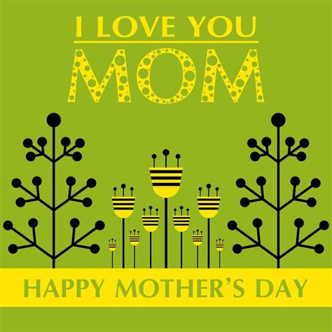 Mothers Day Greeting Card With Minimalistic Style Flowers Vector
