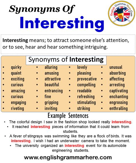 Synonyms Of Interesting, Interesting Synonyms Words List, Meaning and ...