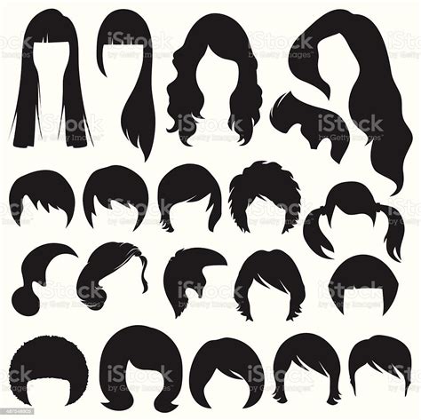 Hair Silhouettes Hairstyle Stock Vector Art And More Images Of Abstract