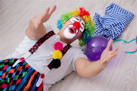 The Drunk Clown Celebrating Having A Party At Home Stock Image Image Of Drink Alcoholic 98956253