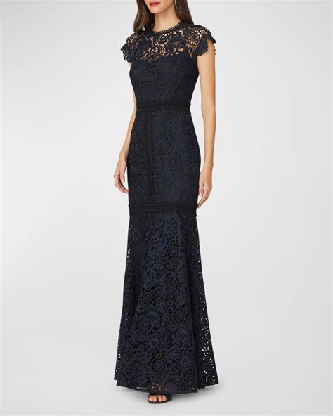 Shoshanna Carlotta Cap Sleeve Floral Lace Gown Neiman Marcus