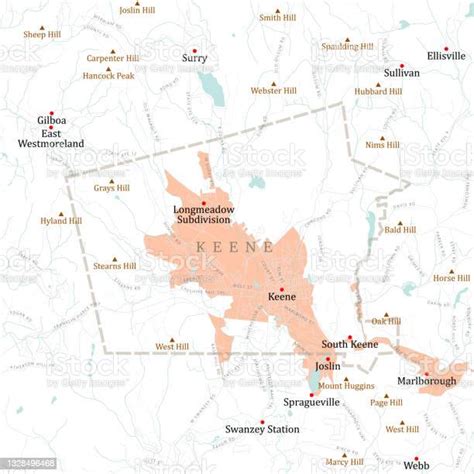 Nh Cheshire Keene Vector Road Map Stock Illustration Download Image
