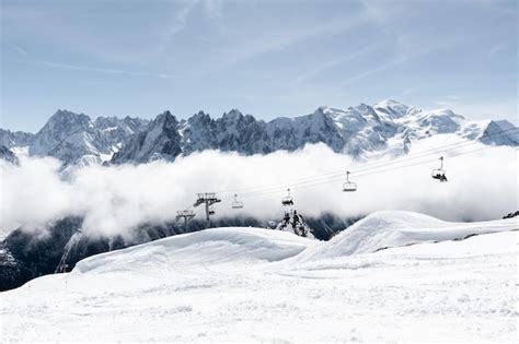 Premium Photo Chamonix Winter Mountain Peaks From The Ski Slopes