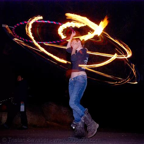 Gina Spinning A Fire Hula Hoop San Francisco