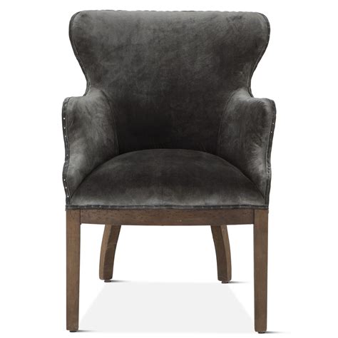 Churchill Deconstructed Grey Velvet Wing Club Chair Zin Home