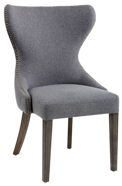 Yaheetech dining chairs set of 4, modern pu kitchen chairs with fabric linen cushion seat and back mid century bedroom/living/dining room upholstered side chairs diner chair, black metal legs, gray. Ariana Dark Grey Fabric Dining Chair from Sunpan | Coleman Furniture