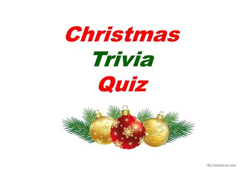Christmas Trivia Quiz 1 General Spea English Esl Powerpoints