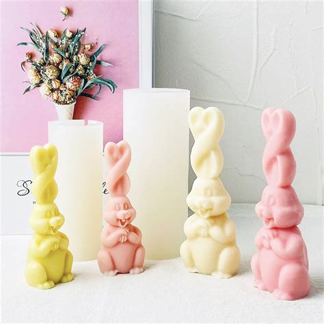 Easter Rabbit Candle Mold Long Ear Bunny Aroma Silicone Mold Diy Gypsum