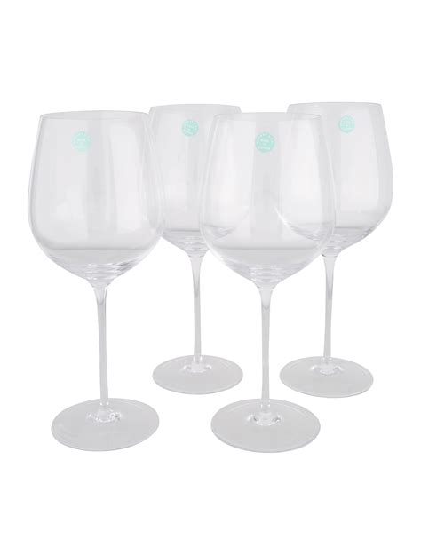 tiffany and co set of 4 all purpose red wine glasses tabletop and kitchen tif73809 the realreal