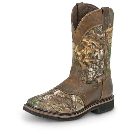 Justin Stampede Camo Western Boots Brown 633380 Cowboy And Western