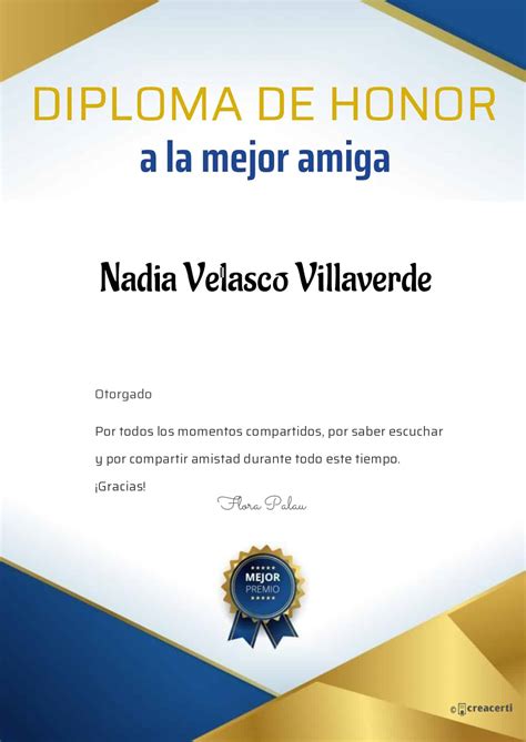 Diploma Al Mejor Amigo O Amiga ¡gratis