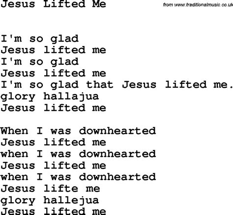 Country Southern And Bluegrass Gospel Song Jesus Lifted Me Lyrics